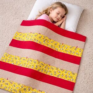 SOCK MONKEY Colorful Striped Quilt Patchwork Throw Blanket 1105251
